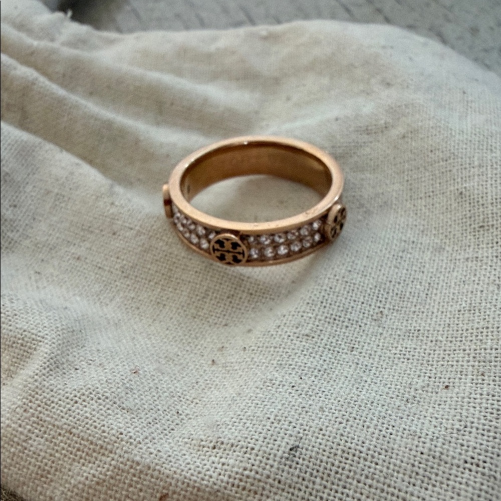 Tory Burch Rose Gold pave Crystal Ring